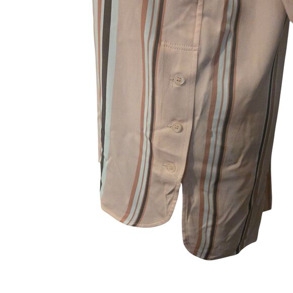 Lafayette 148 New York S Tunic Venita Parasol Stripe Crepe Blouse Long Sleeve - Picture 3 of 8